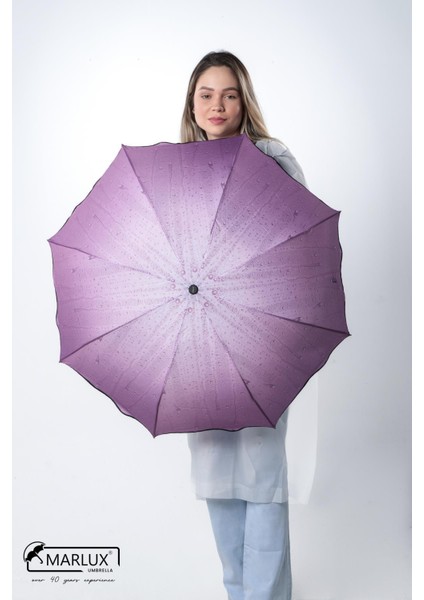 Çiçek Desenli Kadın Şemsiye, Şık ve Hafif, Yağmura Karşı Koruma Sağlar.