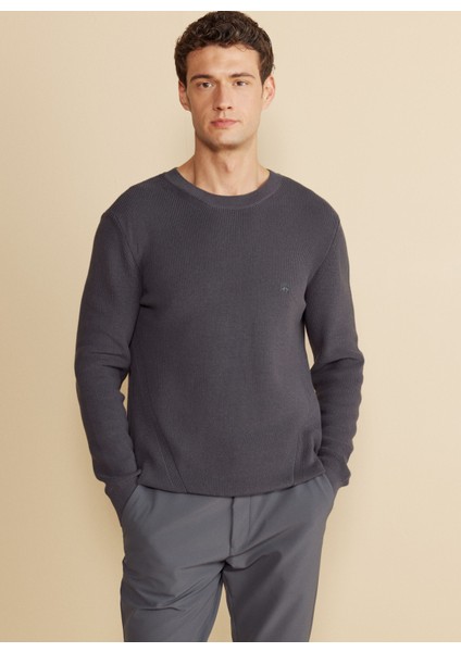 Bisiklet Yaka Standart Antrasit Melanj Erkek Kazak BBFW25MKL013