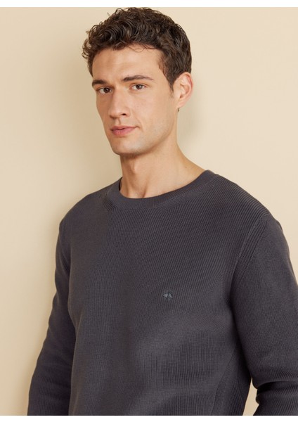 Bisiklet Yaka Standart Antrasit Melanj Erkek Kazak BBFW25MKL013 fırsatları