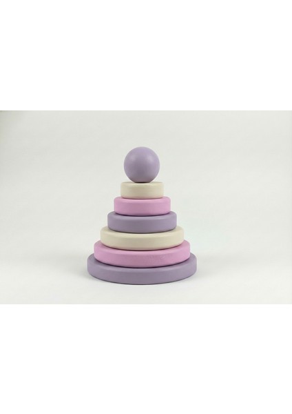Lavanta Bahçesi Ahşap Montessori Halka Kule - Doğal Kayın Stacker Eğitici Oyuncak