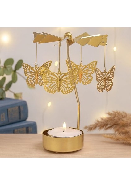 Altın Renkli Döner Kelebek Isı ile Dönen Dekoratif Mumluk fiyatları
