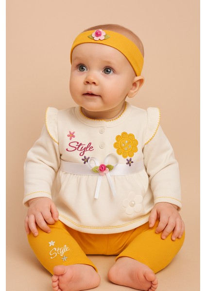 Kız Bebek 3’lü Takım – %100 Pamuk, Cilt Dostu, Rahat Kalıp, Nefes Alan Kumaş