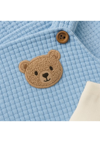 Bebek Erkek 3'lü Tulum Takımı - Ayıcık Desenli Badi Ayı Nakışlı Yeşil Salopet ve Çorap Seti Pamuklu fiyatları