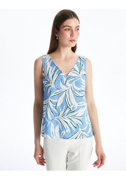 Yeni Sezon V Yaka Çiçekli Bluz