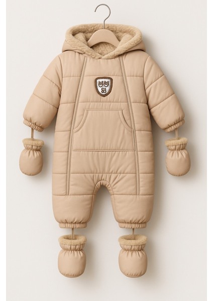 Yeni Sezon Özel Tasarım Figürlü Cepli Kapüşonlu Bebek-Çocuk Kozmonot - Astronot Tulum Mont