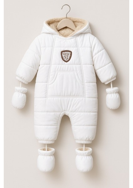 Yeni Sezon Özel Tasarım Figürlü Cepli Kapüşonlu Bebek-Çocuk Kozmonot - Astronot Tulum Mont