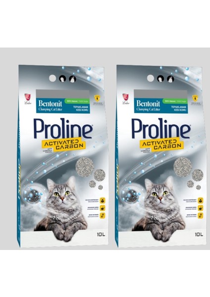 Pro Line Aktif Karbonlu Topaklanan Kedi Kumu 10LT 4 Adet