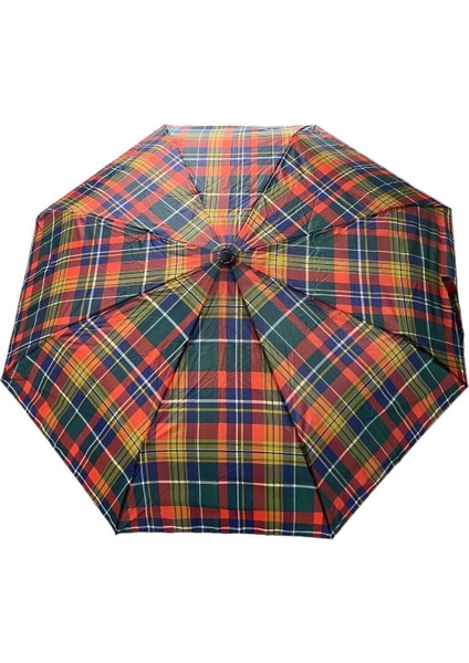 Kırmızı Ekose Desenli Tam Otomatik Kadın Şemsiye