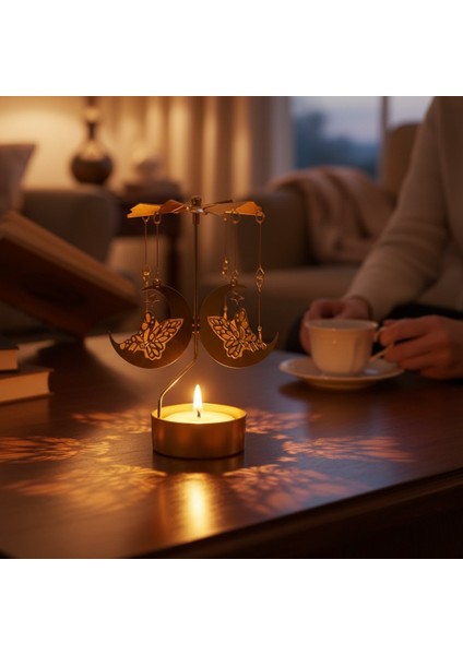 Dönence Tasarımlı Metal Tealight Mumluk – Melek & Ay Figürlü Dekoratif Mumluk fiyatları
