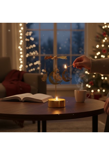Dönence Tasarımlı Metal Tealight Mumluk – Melek & Ay Figürlü Dekoratif Mumluk fırsatları