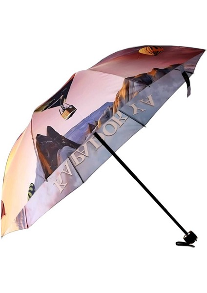 Canlı Renkli Kapadokya Desenli 8 Telli Katlanabilir Rüzgarlıkşemsiye