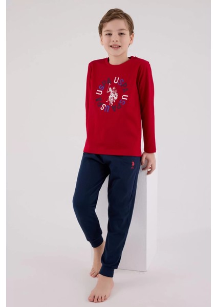 U.s. Polo Assn Uzun Kol Pijama Takım US2214-4 Kırmızı