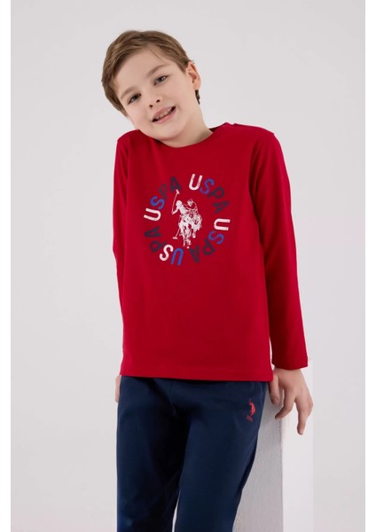 U.s. Polo Assn Uzun Kol Pijama Takım US2214-4 Kırmızı modelleri