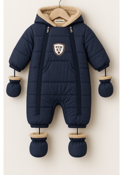 Yeni Sezon Özel Tasarım Figürlü Cepli Kapüşonlu Bebek-Çocuk Kozmonot - Astronot Tulum Mont