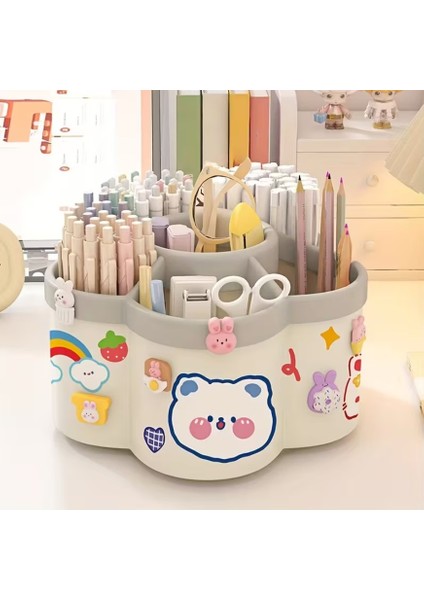 360 Derece Dönen Masa Düzenleyici Kırtasiye Makyaj Fırçaları Kalem Çok Amaçlı Organizer