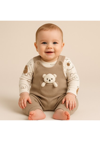 %100 Pamuk Cilt Dostu Bebek Tulum Seti – Ayıcık Cepli, Iç Bodyli