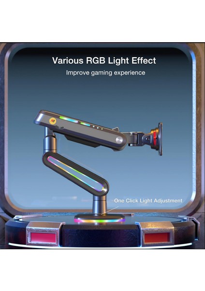 North Bayou G70 F6-Gaming, 2-20 kg Uyumlu, 27INCH-60INCH Aralığında Büyük Ekranlar Için Rgb Aydınlatmalı Profesyonel Ergonomik Oyuncu Monitör Standı ve Iş Monitör Standı