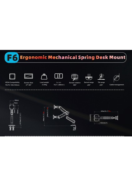 North Bayou G70 F6-Gaming, 2-20 kg Uyumlu, 27INCH-60INCH Aralığında Büyük Ekranlar Için Rgb Aydınlatmalı Profesyonel Ergonomik Oyuncu Monitör Standı ve Iş Monitör Standı