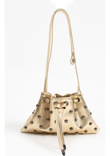 Siyah Trok Taşlı Kadın Mini Kese Omuz Çanta