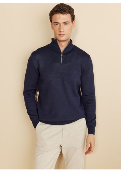 Bato Yaka Standart Lacivert Erkek Kazak BBFW25MKL006