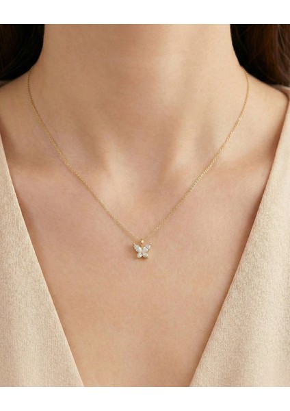 Minik Mekik Taşlı Kelebek 14 Ayar Altın Kolye fiyatları