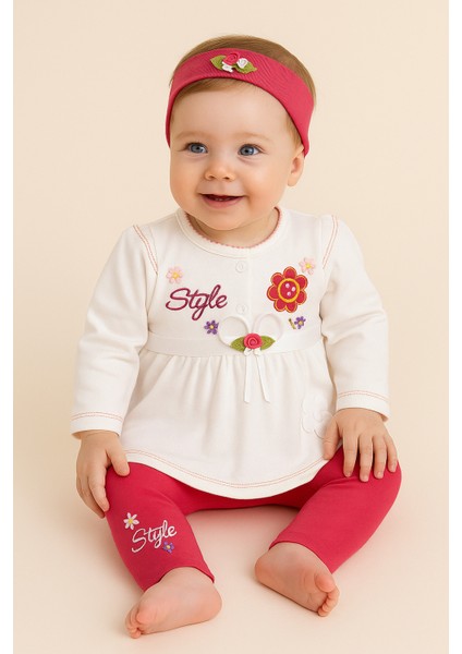 Kız Bebek 3’lü Takım – %100 Pamuk, Cilt Dostu, Rahat Kalıp, Nefes Alan Kumaş