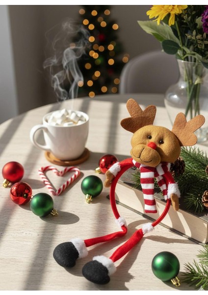 Yılbaşı Koleksiyonu Kırmızı Sallanan Geyik Figürlüsaç Bandı