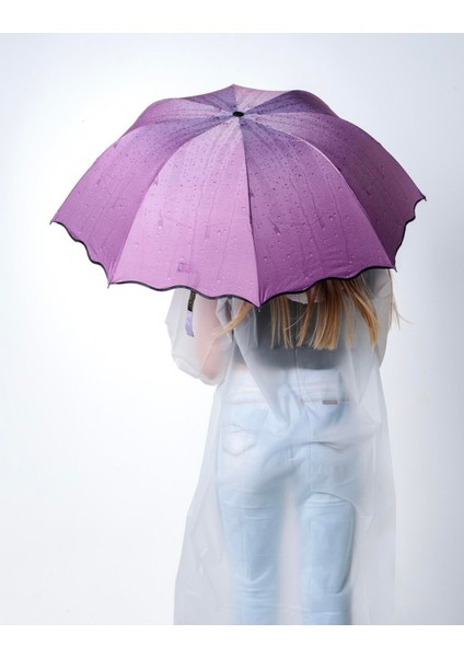 Pembe Kadın Şemsiye, Yağmur Damlası Desenli, Hafif ve Güçlü Tasarım modelleri