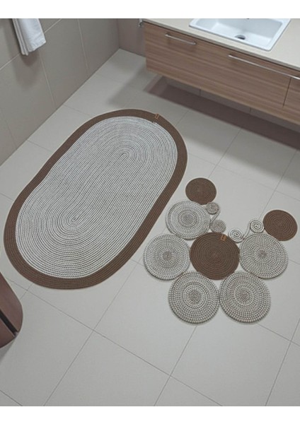 Banyo Paspas Seti 2'li Oval Model (60X100 ve 51X60 Cm) | Modern Tarz Hasır Görünümlü modelleri