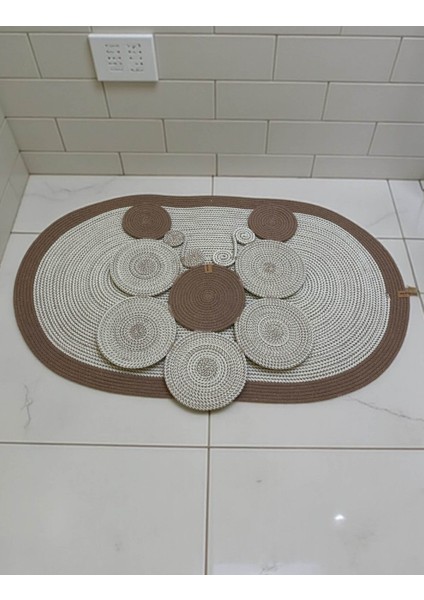 Banyo Paspas Seti 2'li Oval Model (60X100 ve 51X60 Cm) | Modern Tarz Hasır Görünümlü fırsatları
