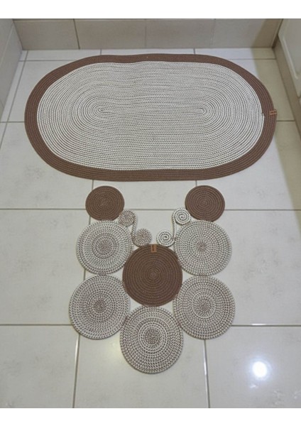 Banyo Paspas Seti 2'li Oval Model (60X100 ve 51X60 Cm) | Modern Tarz Hasır Görünümlü indirimleri