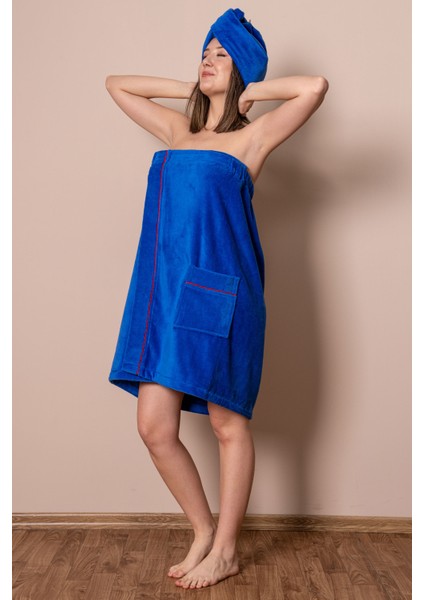 Sauna Seti – Çıtçıtlı Banyo Havlusu & Düğmeli Baş Havlusu (Bone)