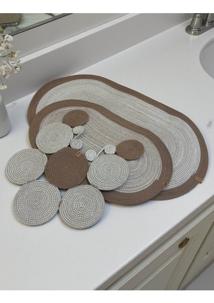 Banyo Paspas Seti 3'lü El Yapımı Oval (60X100, 50X90, 51X60 Cm) | Modern Tonlar Dekoratif Paspas modelleri