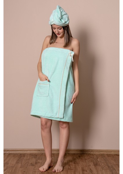 Sauna Seti – Çıtçıtlı Banyo Havlusu & Düğmeli Baş Havlusu (Bone) fiyatları