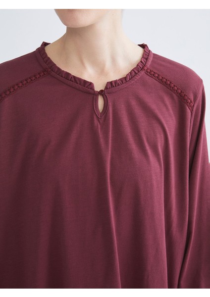 Yeni Sezon Bisiklet Yaka Fırfırlı Bluz modelleri