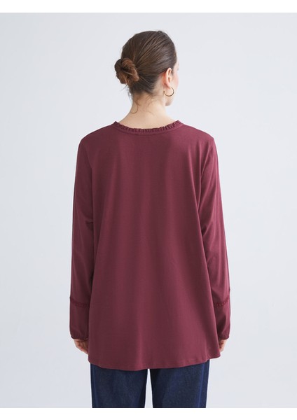 Yeni Sezon Bisiklet Yaka Fırfırlı Bluz fırsatları