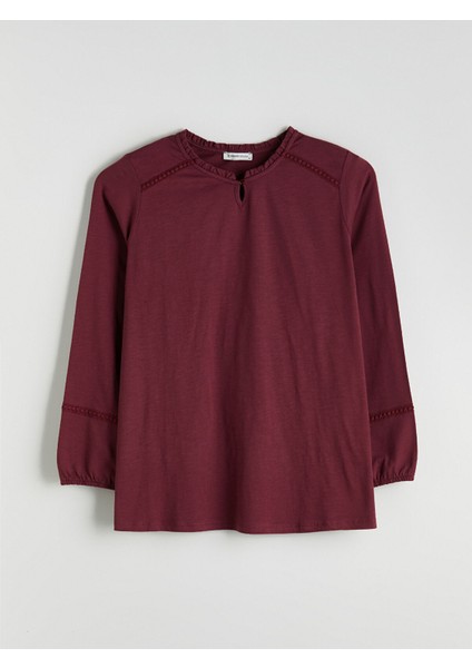 Yeni Sezon Bisiklet Yaka Fırfırlı Bluz indirimleri