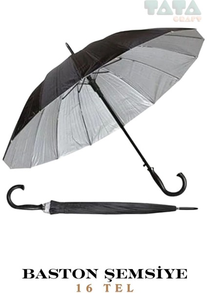 Şemsiye ve Baston Kombinasyonu, Otomatik Açılır, Siyah, Çok Amaçlı, Dayanıklı Tasarım