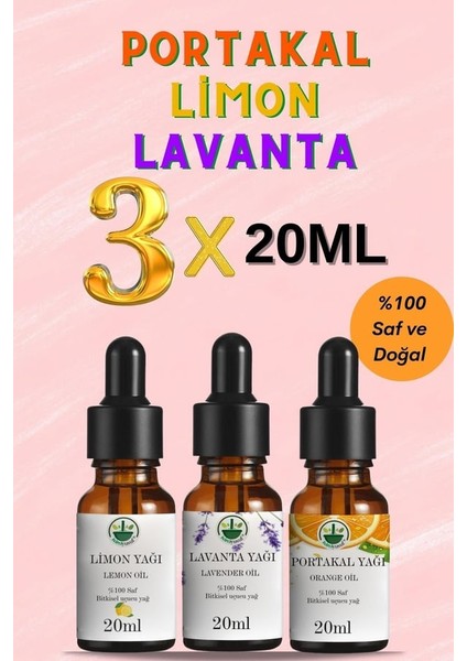 Lavanta – Limon – Portakal Uçucu Yağ Seti 3’lü | 20 ml | %100 Saf