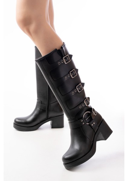 ZRİN-3015 Premium Topuklu Fermuarlı Toka Aksesuarlı Kadın Çizme indirimleri