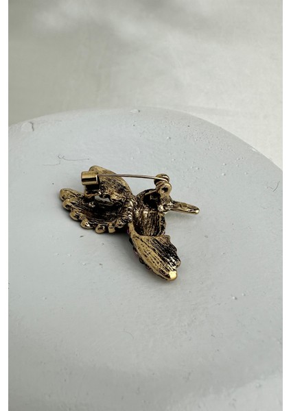 Altın Sarısı Renkli Taş Süslemeli Kuş Broş (3cm) modelleri