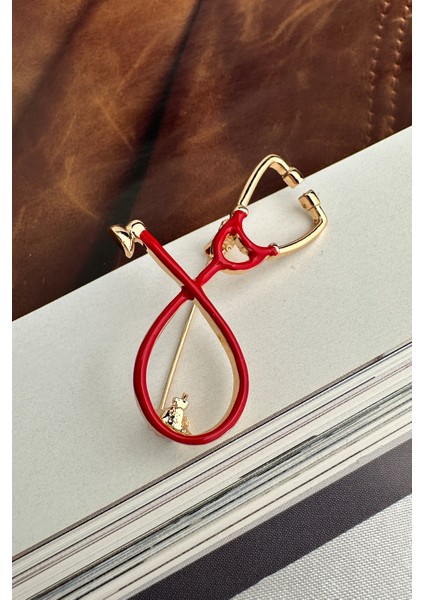 Hemşire-Doktor Kırmızı Mineli Seteskop Broş (5cm) modelleri