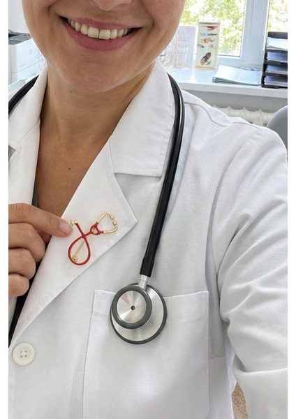 Hemşire-Doktor Kırmızı Mineli Seteskop Broş (5cm) fırsatları