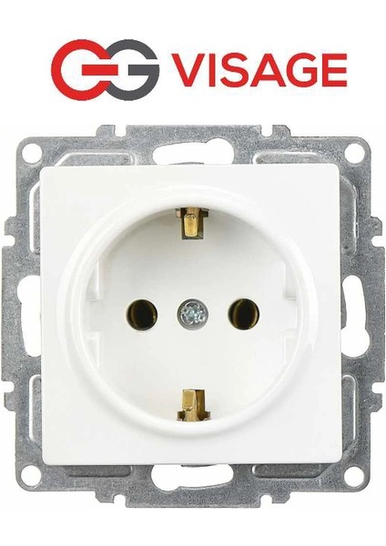 Visage Beyaz Topraklı Priz Çerçevesiz - Priz ve Anahtar Için Uyumlu Çerçeve
