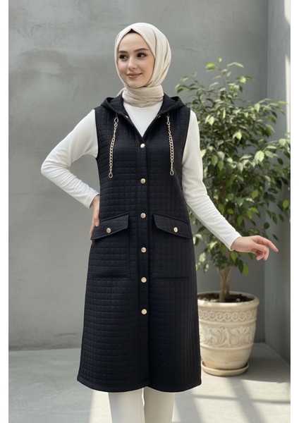 Kadın Kapüşonlu Uzun Kapitone Yelek fiyatları