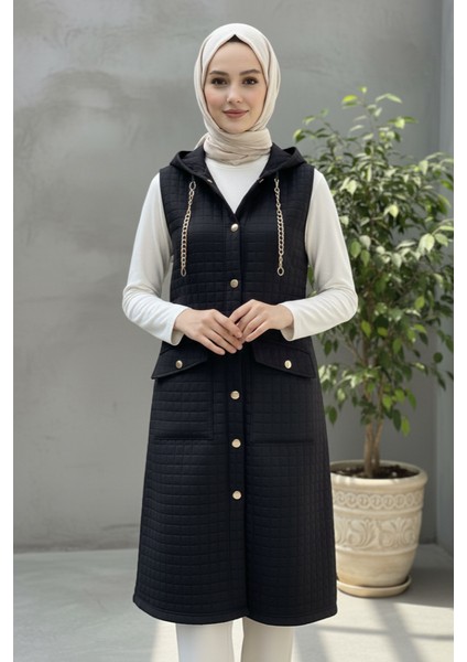 Kadın Kapüşonlu Uzun Kapitone Yelek fırsatları