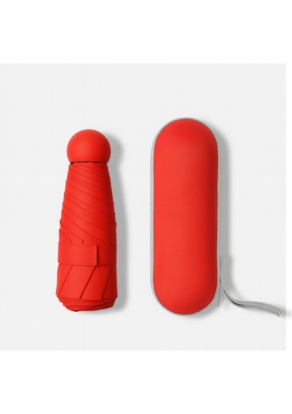 Kompakt Katlanabilir Uv Korumalı Şemsiye, Su Geçirmez, Kırmızı Tasarım