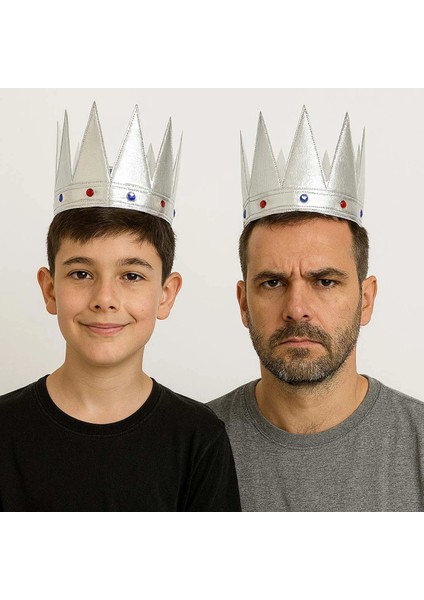 Gümüş Renk Eva Yumuşak Kral Kraliyet Tacı Yetişkin Çocuk Uyumlu 55 cm fiyatları