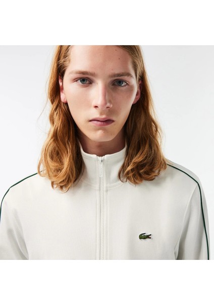 Erkek Regular Fit Fermuarlı Beyaz Sweatshirt fiyatları