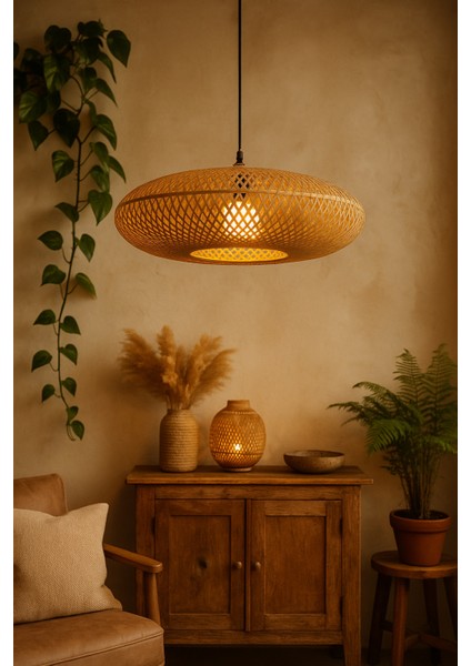 Panama Geniş Form El Yapımı Bambu Sarkıt Avize – 50 cm modelleri